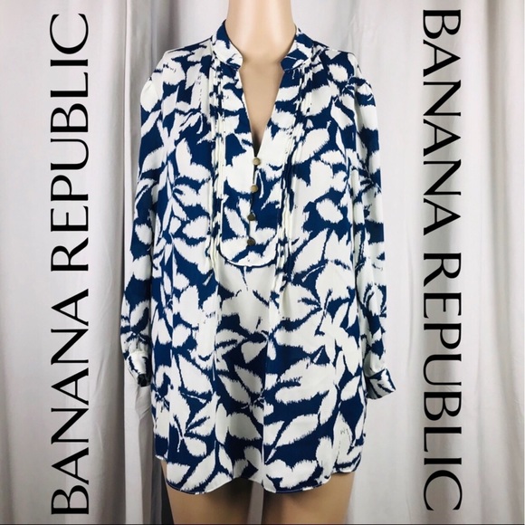 Banana Republic Tops - Blue and White Banana Republic Blouse Size Medium